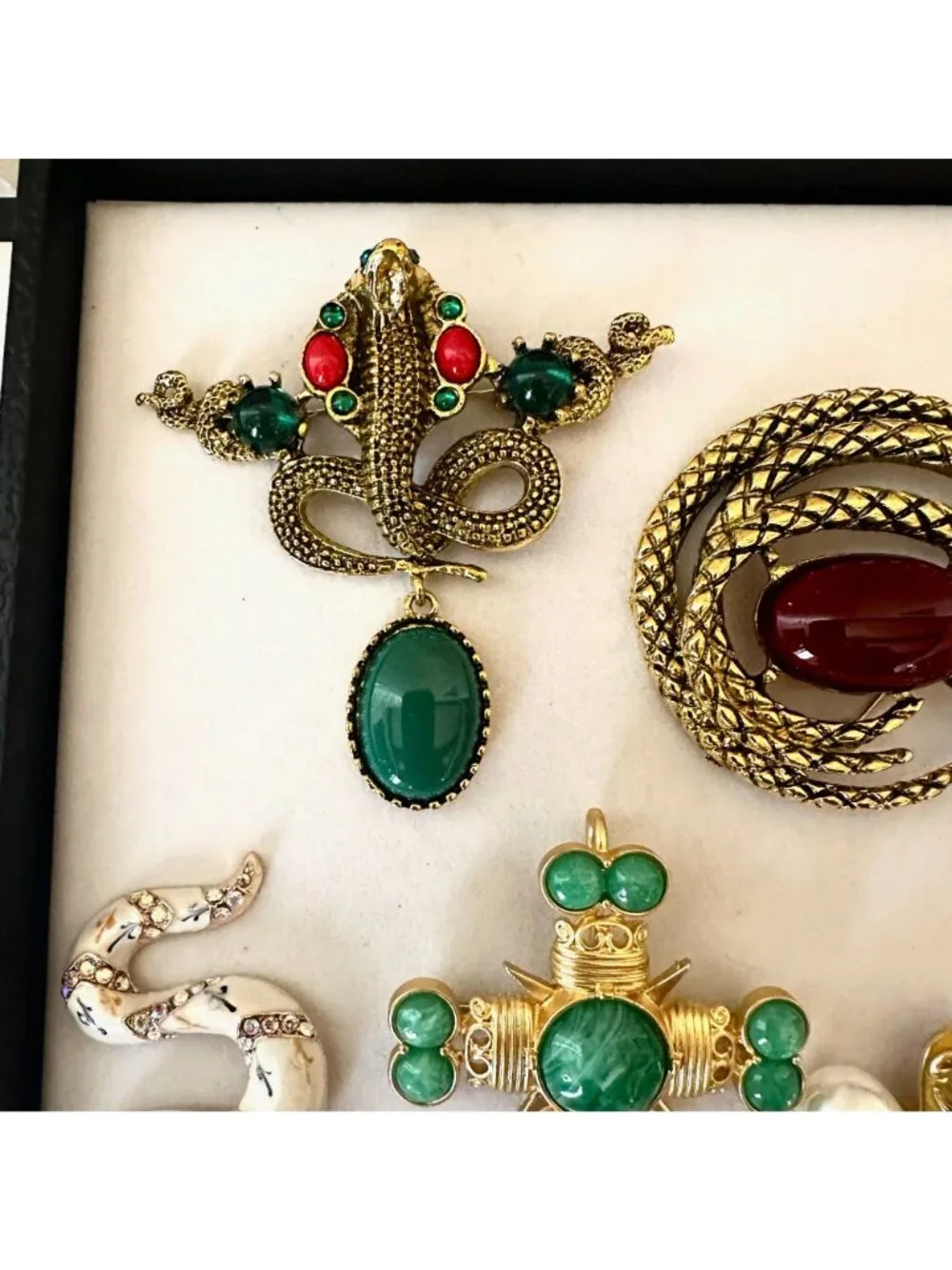 Costume Jewelry Lot Brooches Pins Snakes Maltese Crosses Gold Tone
